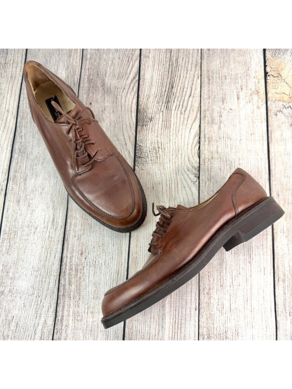 Kenneth Cole New York Brown Leather Split-Toe Apron Derby Oxford Dress Shoes 11M